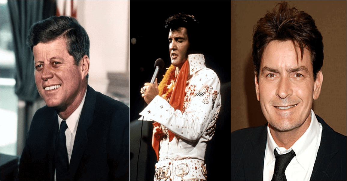 Oh, to be a fly on the wall at this luncheon! photos of JFK Jr., Elvis and Charlie Sheen