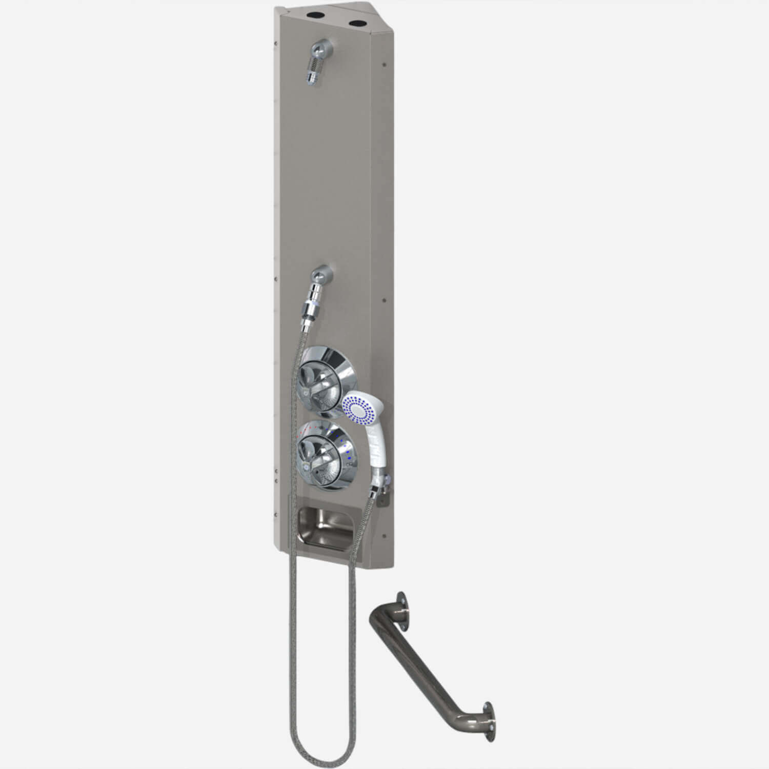 Barrier-Free (Non-ADA) Corner Mount Stainless Steel Apex Shower