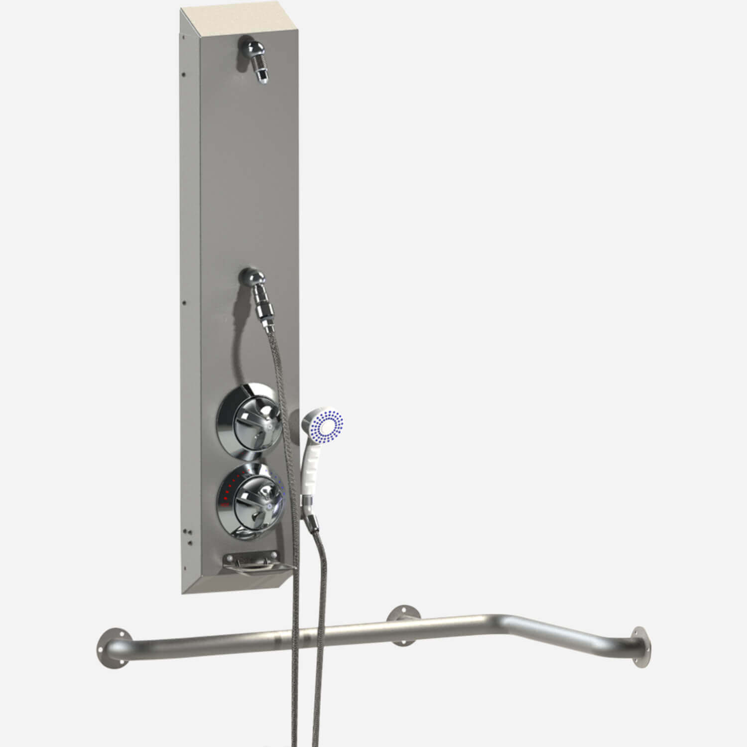 Ada Surface Mount Stainless Steel Apex Shower With Handheld