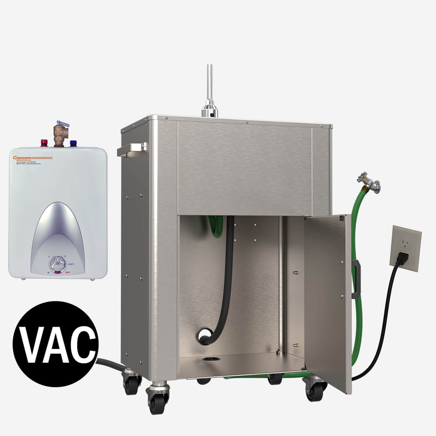 Portable Sink Hose Supply Vacuum Waste Water Heater Deluxe Wash Ware Hand Washing Station Acorn Engineering
