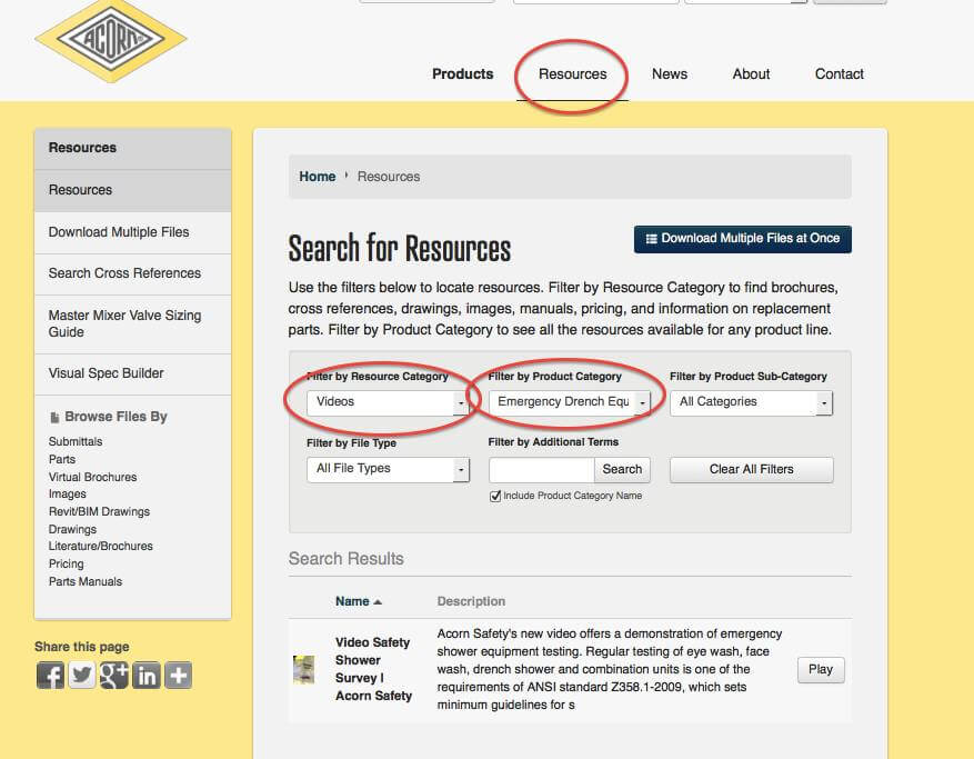 Resources Menu